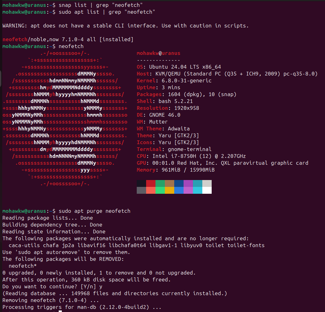 ubuntu 24.04 terminal using apt